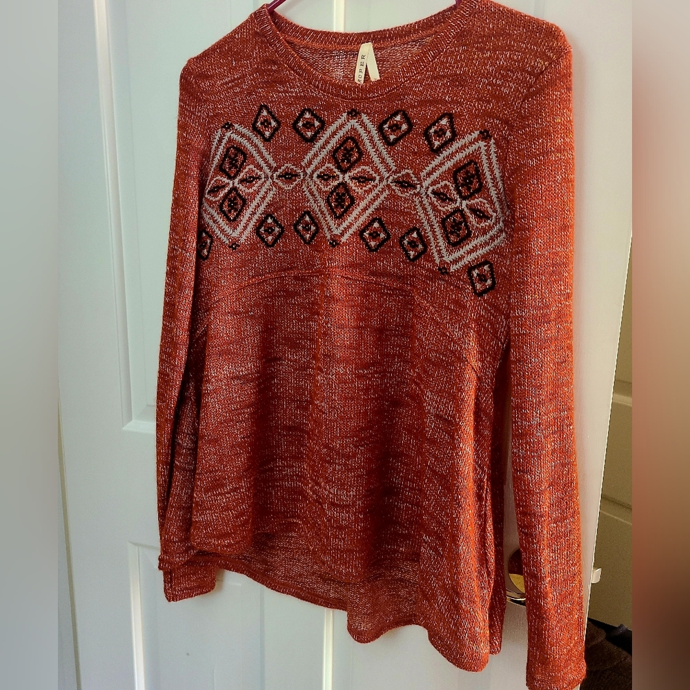 Roper Terracotta Knit Baby Doll Sweater. Nice Quality.  NWOT